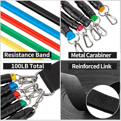 11-Piece Resistance Band Set – Adjustable Full Body Workout Bands with Handles, Ankle Straps & Door Anchor