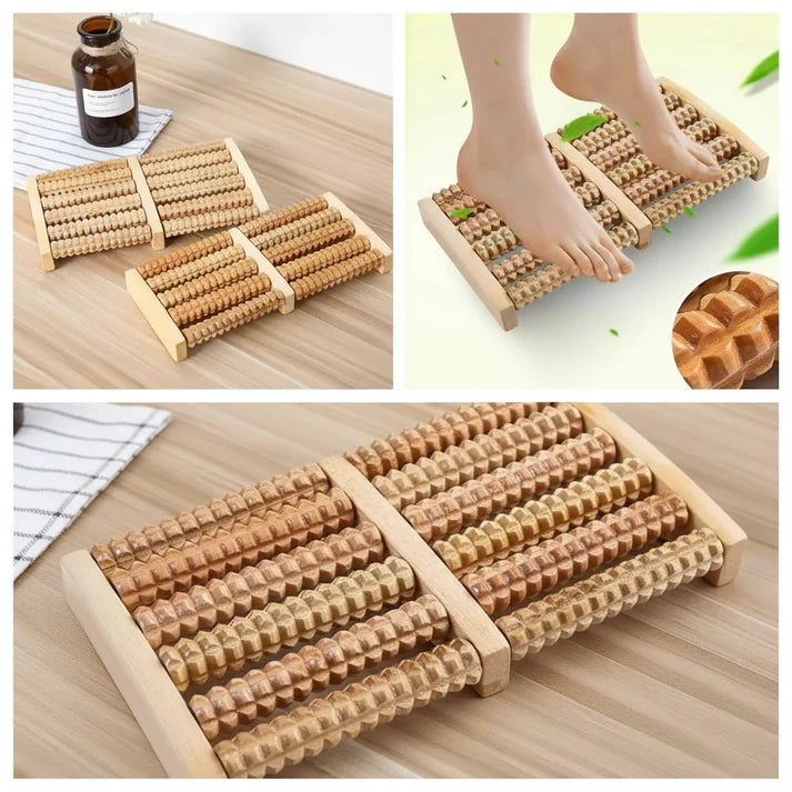 Traditional Wooden Roller Foot Massager Durable Natural Wood Design For Relaxation Stress Relief And Improved Blood Circulatio