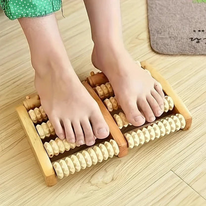 Traditional Wooden Roller Foot Massager Durable Natural Wood Design For Relaxation Stress Relief And Improved Blood Circulatio
