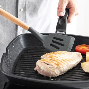 Premium 12-Piece Silicone Cooking Utensils Set with Wooden Handles