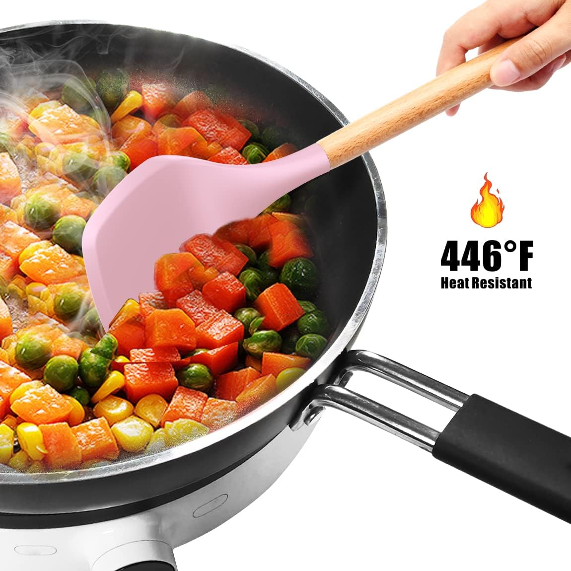 Premium 12-Piece Silicone Cooking Utensils Set with Wooden Handles