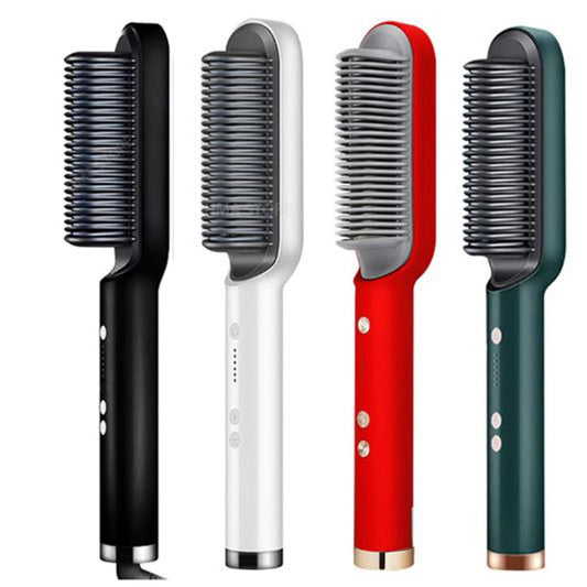 HQT-909B 2-in-1 Electric Hair Straightener Brush & Curling Comb