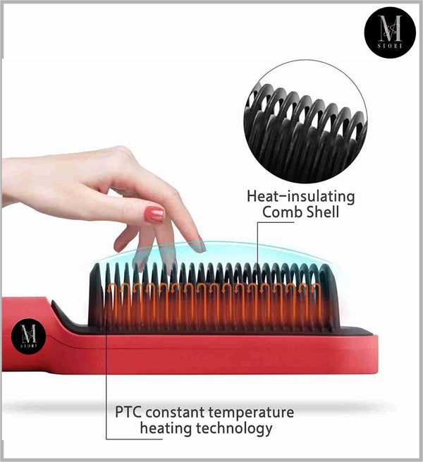 HQT-909B 2-in-1 Electric Hair Straightener Brush & Curling Comb