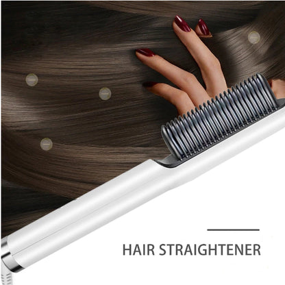 HQT-909B 2-in-1 Electric Hair Straightener Brush & Curling Comb