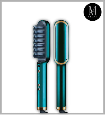 HQT-909B 2-in-1 Electric Hair Straightener Brush & Curling Comb