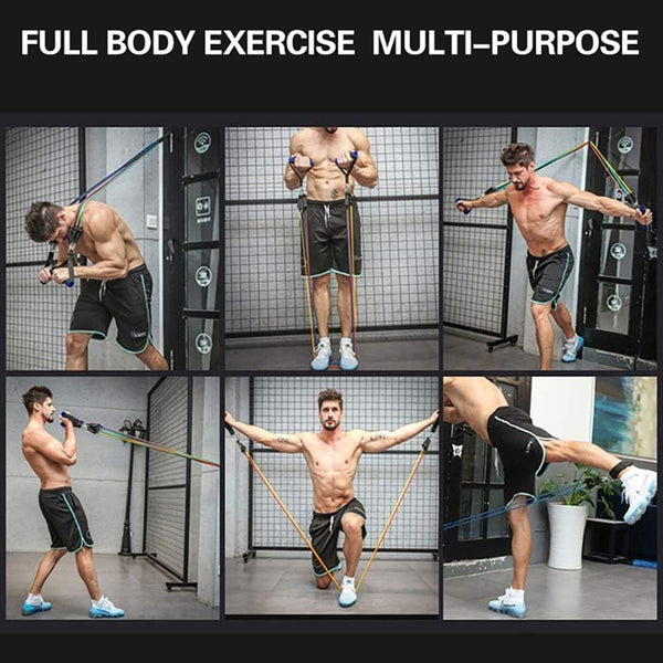 11-Piece Resistance Band Set – Adjustable Full Body Workout Bands with Handles, Ankle Straps & Door Anchor