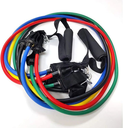 11-Piece Resistance Band Set – Adjustable Full Body Workout Bands with Handles, Ankle Straps & Door Anchor
