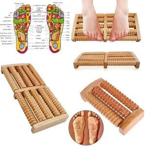Traditional Wooden Roller Foot Massager Durable Natural Wood Design For Relaxation Stress Relief And Improved Blood Circulatio