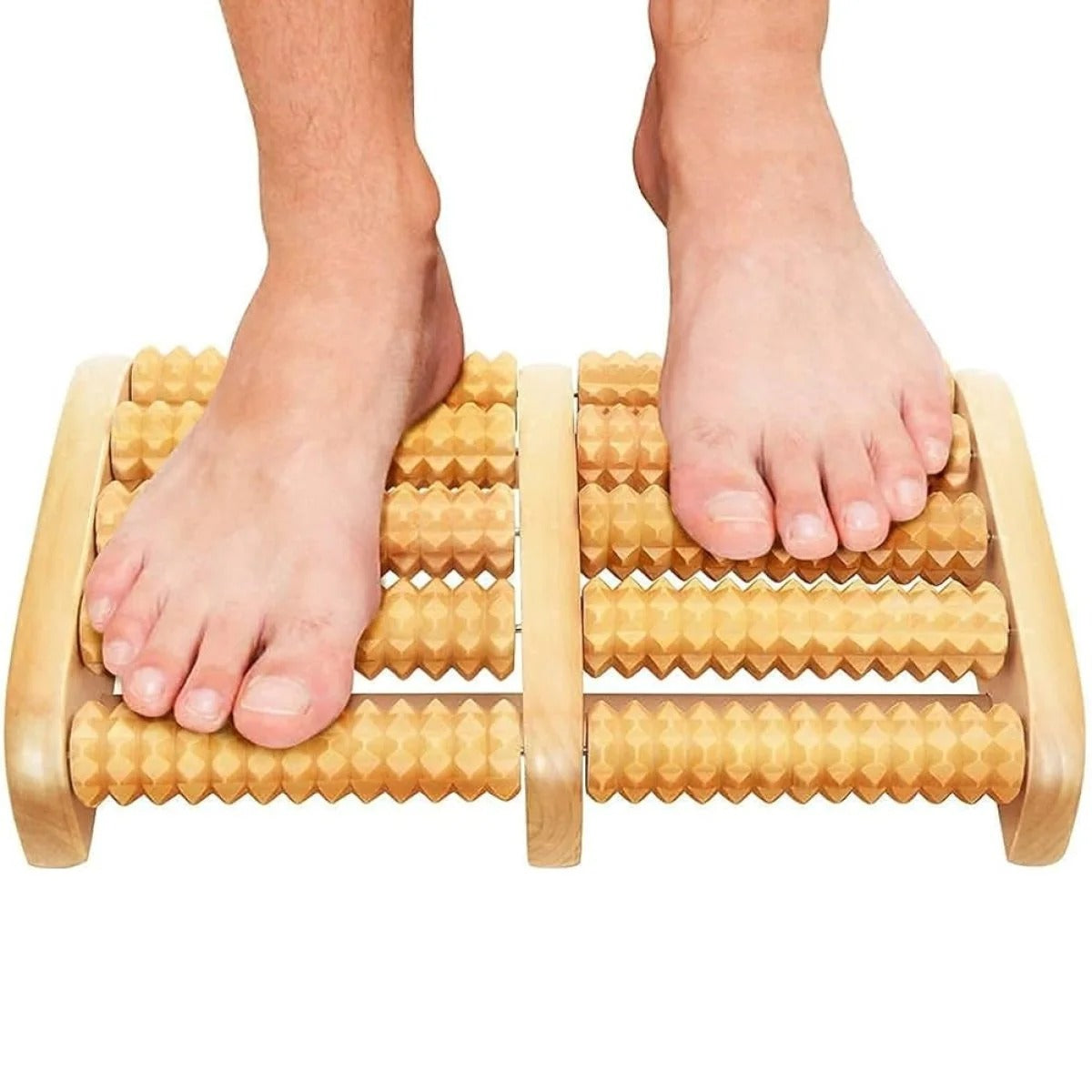 Traditional Wooden Roller Foot Massager Durable Natural Wood Design For Relaxation Stress Relief And Improved Blood Circulatio
