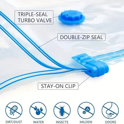 5-Pack Vacuum Storage Bags with Hand Pump | Space Saver for Clothes & Bedding