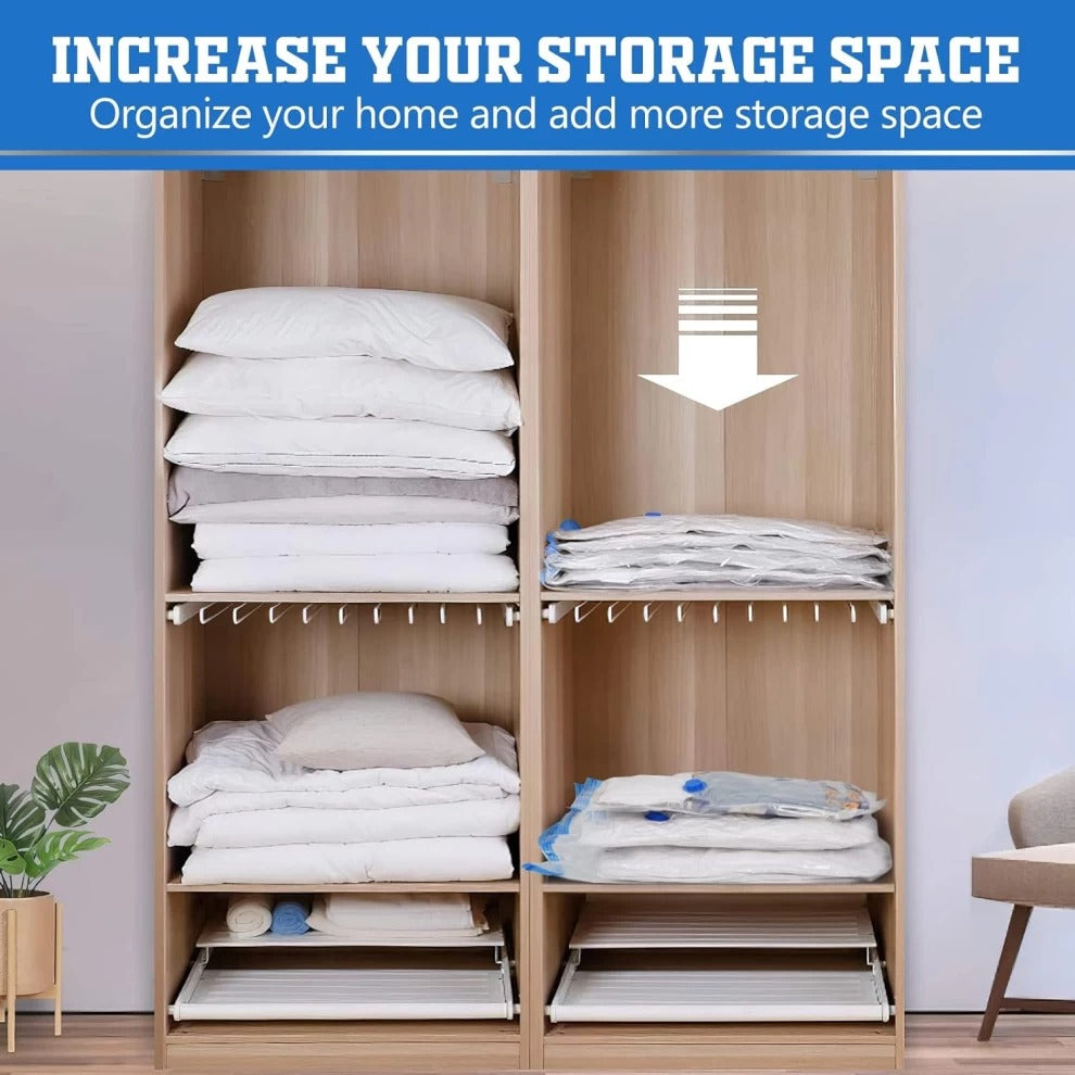 5-Pack Vacuum Storage Bags with Hand Pump | Space Saver for Clothes & Bedding