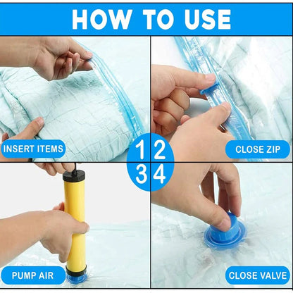 5-Pack Vacuum Storage Bags with Hand Pump | Space Saver for Clothes & Bedding