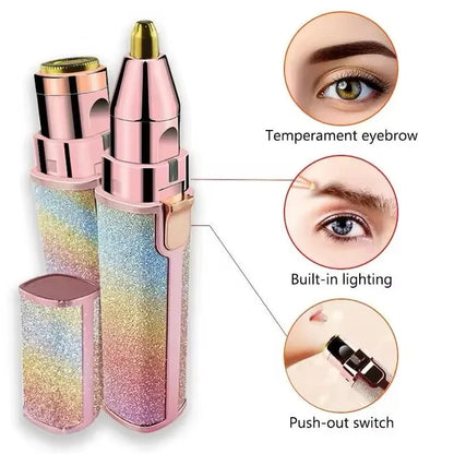 2-in-1 Flawless Eyebrow Trimmer | USB Rechargeable 2in1 Flawless Trimmer With Wire & Cleaning Brush | Eyebrow & Upper Lips Trimmer For Women (Rechargeable)