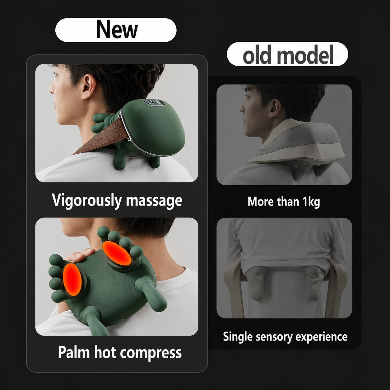 Neck and Back Massager, 3 Massage Mode, 2 Heat Function, Heated Neck & Shoulder Massager, Simulated Human Hand Design, for Necks, Back, Legs Etc (1 Pc)