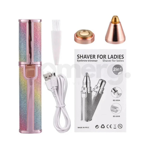 2-in-1 Flawless Eyebrow Trimmer | USB Rechargeable 2in1 Flawless Trimmer With Wire & Cleaning Brush | Eyebrow & Upper Lips Trimmer For Women (Rechargeable)