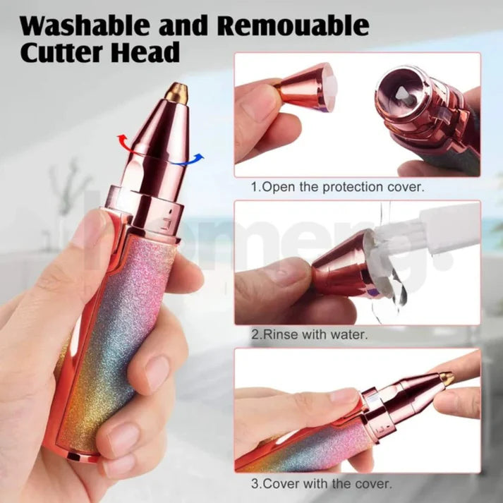 2-in-1 Flawless Eyebrow Trimmer | USB Rechargeable 2in1 Flawless Trimmer With Wire & Cleaning Brush | Eyebrow & Upper Lips Trimmer For Women (Rechargeable)