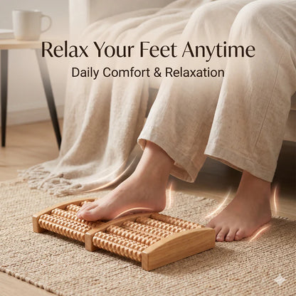 Traditional Wooden Roller Foot Massager Durable Natural Wood Design For Relaxation Stress Relief And Improved Blood Circulatio