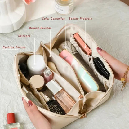 Premium Portable Large Cosmetic Storage Leather Bag