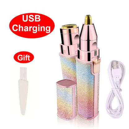 2-in-1 Flawless Eyebrow Trimmer | USB Rechargeable 2in1 Flawless Trimmer With Wire & Cleaning Brush | Eyebrow & Upper Lips Trimmer For Women (Rechargeable)