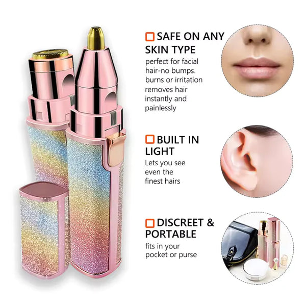 2-in-1 Flawless Eyebrow Trimmer | USB Rechargeable 2in1 Flawless Trimmer With Wire & Cleaning Brush | Eyebrow & Upper Lips Trimmer For Women (Rechargeable)