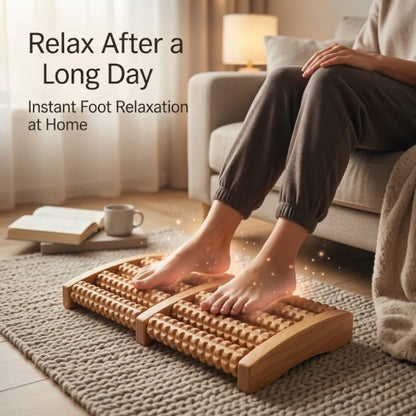 Traditional Wooden Roller Foot Massager Durable Natural Wood Design For Relaxation Stress Relief And Improved Blood Circulatio