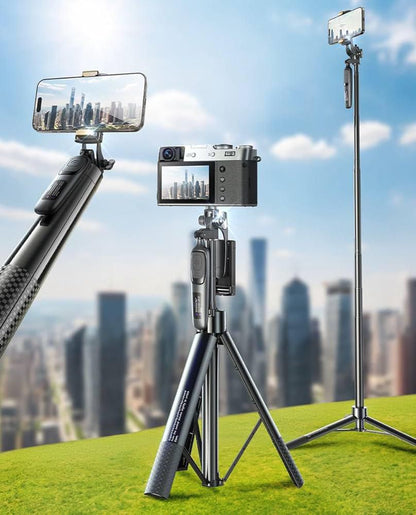 Lisen 7ft Premium Steel Tripod Stand with Bluetooth Remote | Heavy Duty