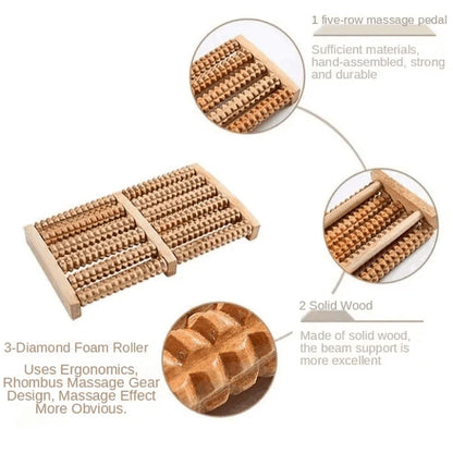 Traditional Wooden Roller Foot Massager Durable Natural Wood Design For Relaxation Stress Relief And Improved Blood Circulatio