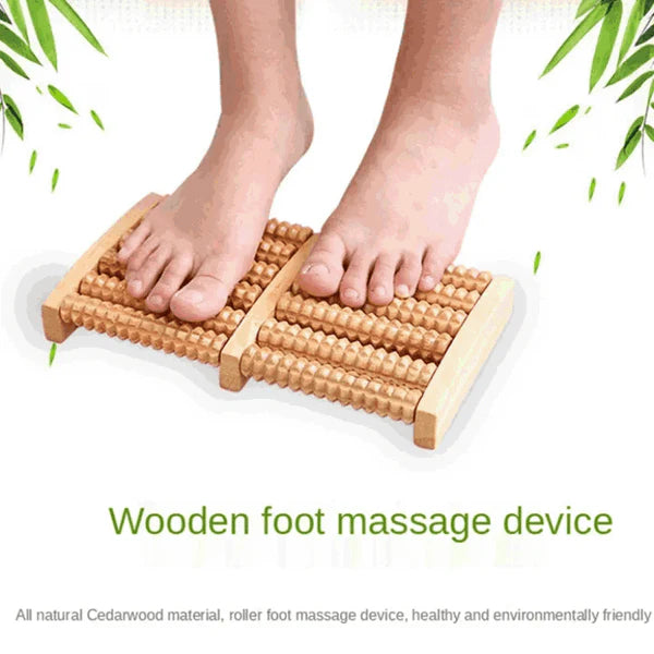 Traditional Wooden Roller Foot Massager Durable Natural Wood Design For Relaxation Stress Relief And Improved Blood Circulatio