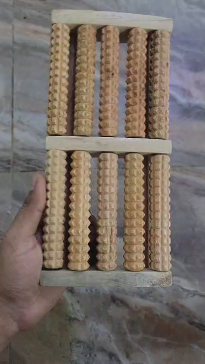 Traditional Wooden Roller Foot Massager Durable Natural Wood Design For Relaxation Stress Relief And Improved Blood Circulatio