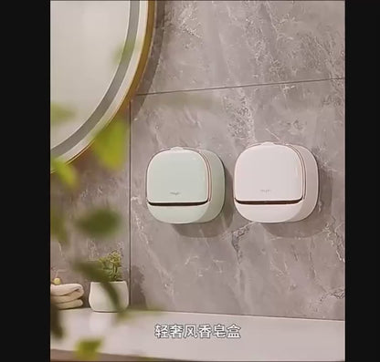Wall Mounted Soap Dish with Lid & Drain Tray | Bathroom Soap Box