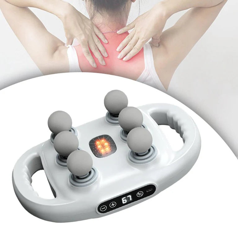 6-Head Fascia Muscle Massager Gun – Deep Tissue Relief for Back, Waist, and Legs