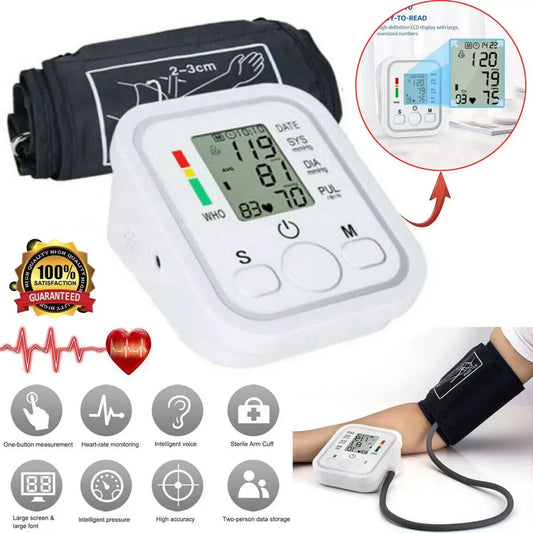 Digital Blood Pressure Monitor – Fully Automatic Upper Arm BP Machine with Heart Rate Detection, Accurate Readings, Easy-to-Use Home Health Device (Without Cell)